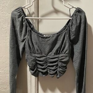 Elegant Gray Ruched Women's Top